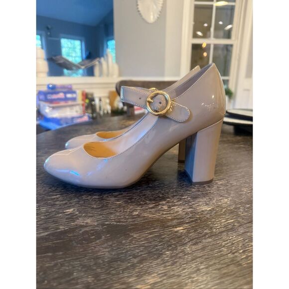 Liz Claiborne Savannah Cream Patent Block Heel Mary Janes sz 11W NWOT - Picture 4 of 6